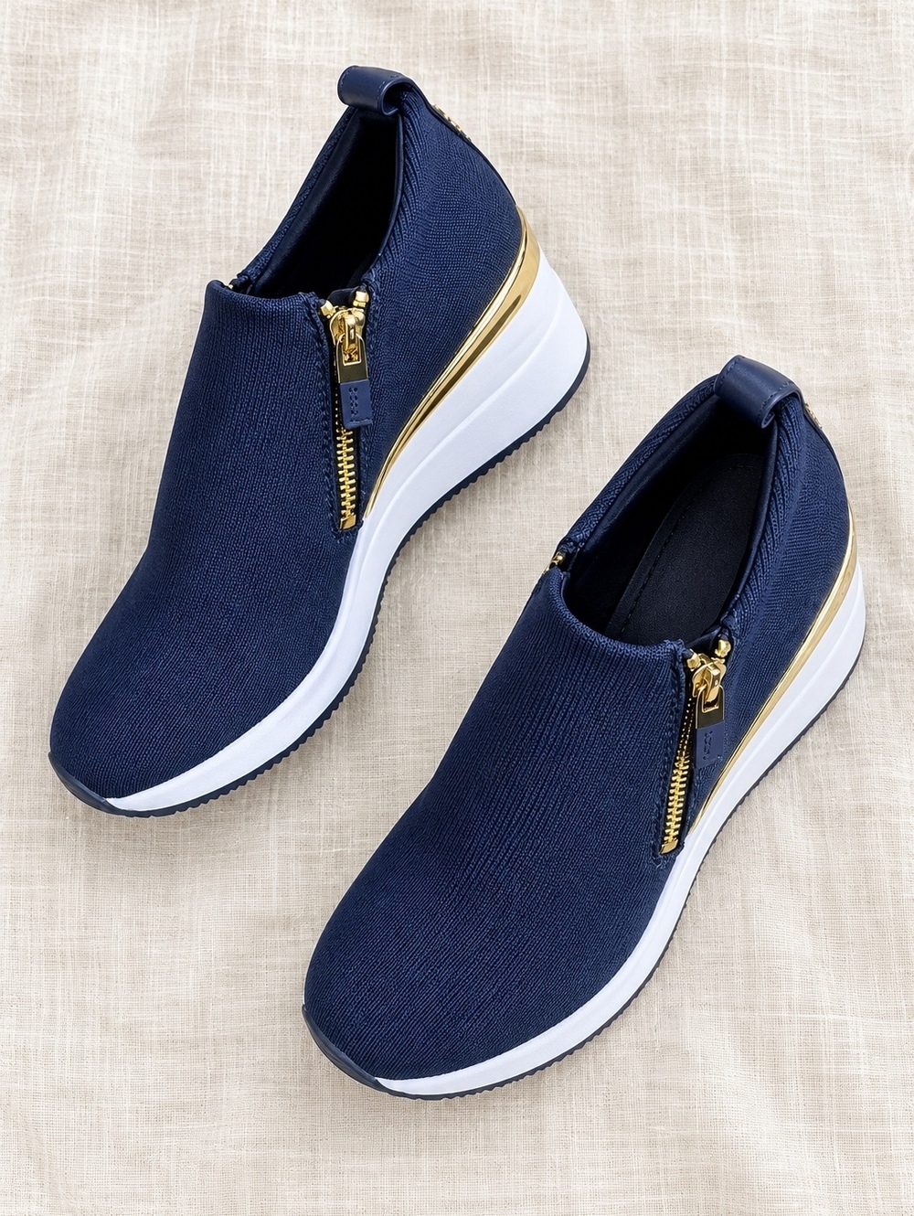 DKNY Palma Slip-On Wedge Sneakers Navy Knit Size 10M